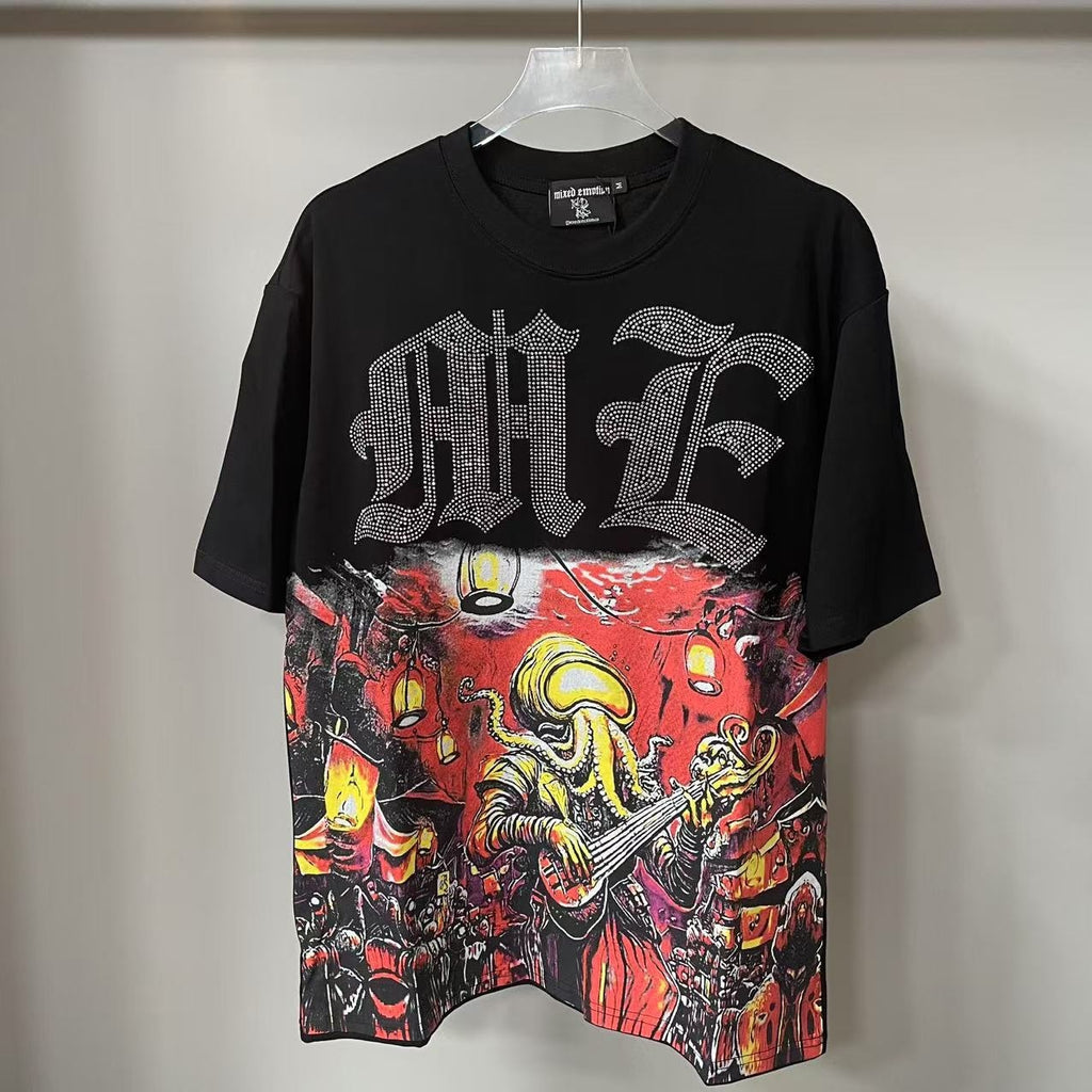 Trendy Men T-Shirt European Fashion Printed Short Sleeve Tee